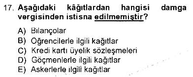 Türk Vergi Sistemi 2012-2013 Tek Ders Sınavı - 17. soru