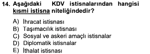 Türk Vergi Sistemi 2014-2015 Tek Ders Sınavı - 14. soru