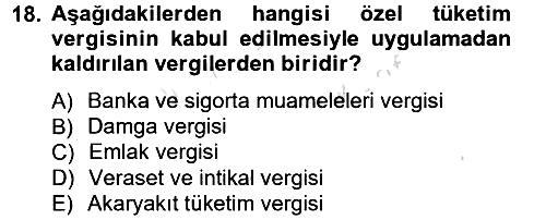 Türk Vergi Sistemi 2014-2015 Tek Ders Sınavı - 18. soru