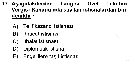 Türk Vergi Sistemi 2020-2021 Yaz Okulu Sınavı - 17. soru