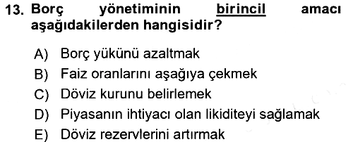 Türkiye Ekonomisi 2015-2016 Ara Sınav - 13. soru