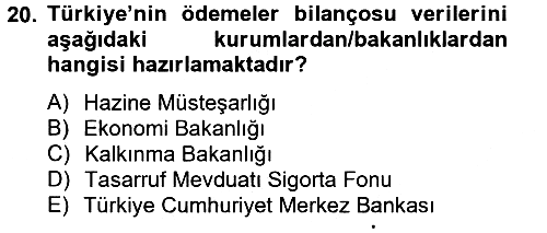 Türkiye Ekonomisi 2012-2013 Dönem Sonu Sınavı - 20. soru