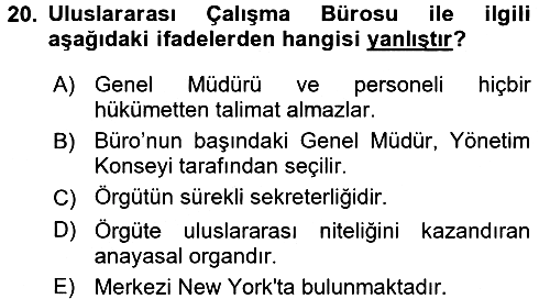 Uluslararası Sosyal Politika 2017-2018 Ara Sınav - 20. soru