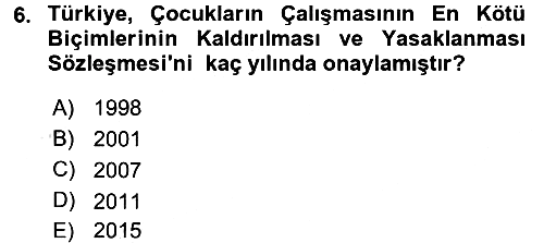 Uluslararası Sosyal Politika 2015-2016 Dönem Sonu Sınavı - 6. soru