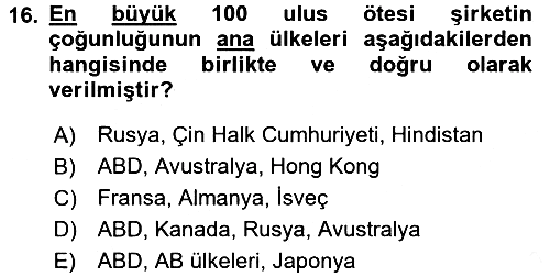 Uluslararası Sosyal Politika 2017-2018 Dönem Sonu Sınavı - 16. soru