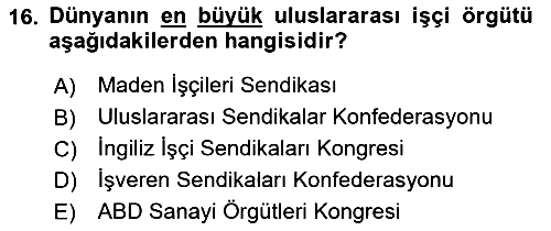 Uluslararası Sosyal Politika 2018-2019 Dönem Sonu Sınavı - 16. soru