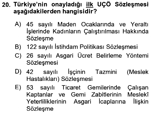 Uluslararası Sosyal Politika 2023-2024 Yaz Okulu Sınavı - 20. soru