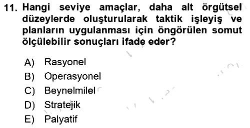 Yönetim ve Organizasyon 2025-2026 Ara Sınav - 11. soru