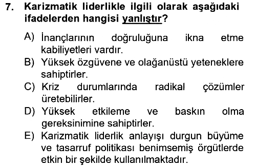 Yönetim ve Organizasyon 2012-2013 Dönem Sonu Sınavı - 7. soru