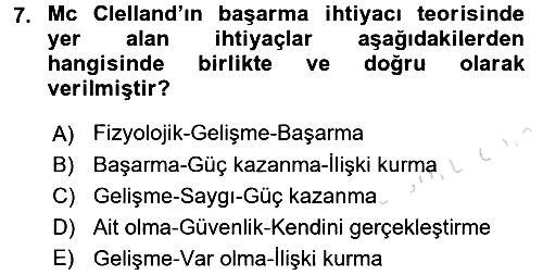 Yönetim ve Organizasyon 2015-2016 Dönem Sonu Sınavı - 7. soru