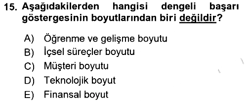 Yönetim ve Organizasyon 2015-2016 Dönem Sonu Sınavı - 15. soru
