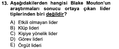 Yönetim ve Organizasyon 2013-2014 Tek Ders Sınavı - 13. soru