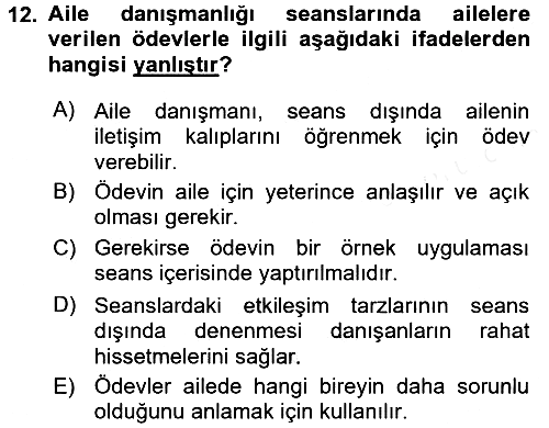 Aile Eğitimi 2017-2018 3 Ders Sınavı - 12. soru