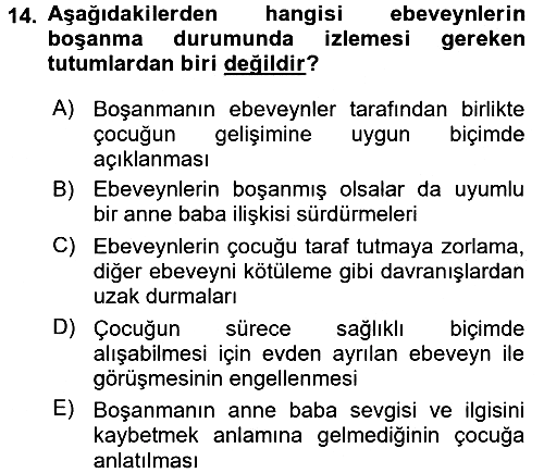 Aile Eğitimi 2017-2018 3 Ders Sınavı - 14. soru