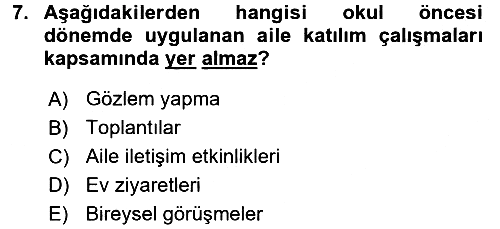 Aile Eğitimi 2016-2017 Ara Sınav - 7. soru