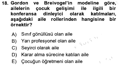 Aile Eğitimi 2016-2017 Ara Sınav - 18. soru