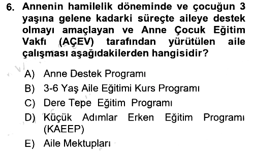 Aile Eğitimi 2017-2018 Ara Sınav - 6. soru