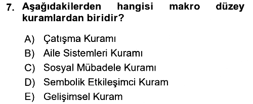 Aile Eğitimi 2017-2018 Ara Sınav - 7. soru