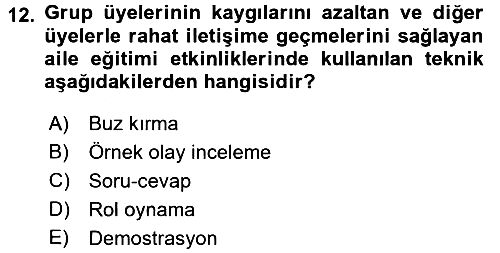 Aile Eğitimi 2017-2018 Ara Sınav - 12. soru