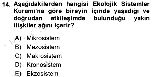 Aile Eğitimi 2017-2018 Ara Sınav - 14. soru