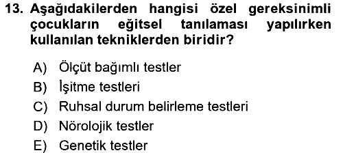 Aile Eğitimi 2016-2017 Dönem Sonu Sınavı - 13. soru