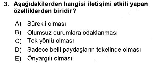 Aile Eğitimi 2017-2018 Dönem Sonu Sınavı - 3. soru