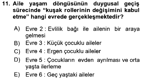 Aile Eğitimi 2017-2018 Dönem Sonu Sınavı - 11. soru