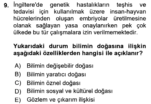 Çocuk, Bilim Ve Teknoloji 2016-2017 Ara Sınav - 9. soru