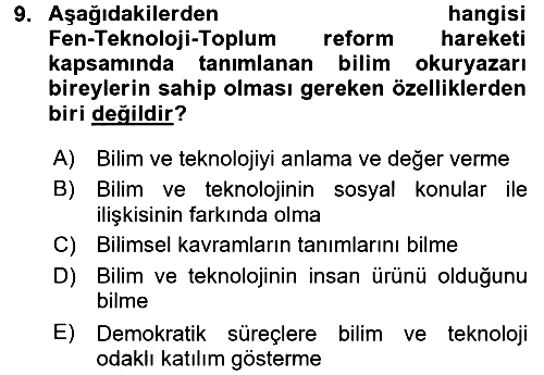 Çocuk, Bilim Ve Teknoloji 2017-2018 Ara Sınav - 9. soru