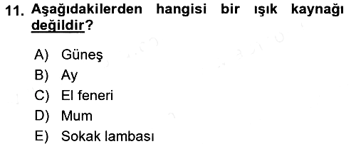 Çocuk, Bilim Ve Teknoloji 2017-2018 Ara Sınav - 11. soru