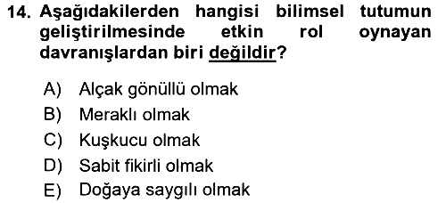 Çocuk, Bilim Ve Teknoloji 2017-2018 Ara Sınav - 14. soru