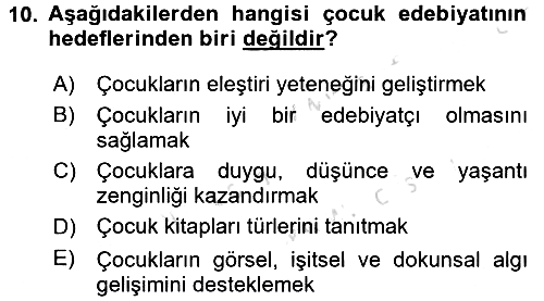 Çocuk Edebiyatı Ve Medya 2016-2017 Ara Sınav - 10. soru