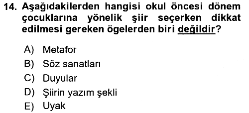 Çocuk Edebiyatı Ve Medya 2017-2018 Ara Sınav - 14. soru