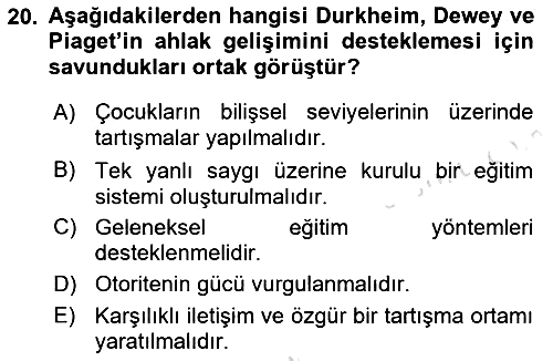 Çocuk Gelişimi 2018-2019 3 Ders Sınavı - 20. soru
