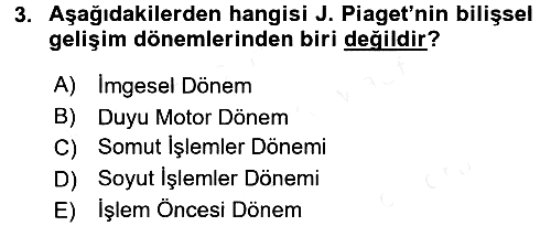 Çocuk Gelişimi 2016-2017 Dönem Sonu Sınavı - 3. soru