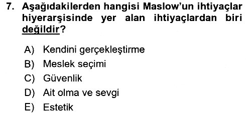 Çocuk Gelişimi 2016-2017 Dönem Sonu Sınavı - 7. soru