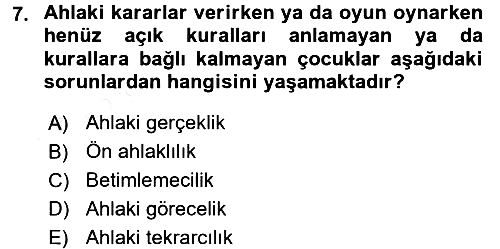 Çocuk Gelişiminde Alan Çalışmaları 2017-2018 Ara Sınav - 7. soru