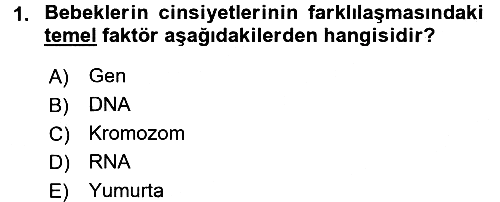 Çocuk Gelişiminde Normal Ve Atipik Gelişim 2017-2018 3 Ders Sınavı - 1. soru