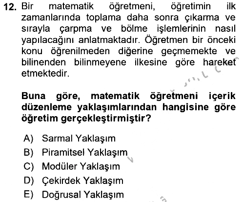 Çocuk Gelişiminde Program 2016-2017 3 Ders Sınavı - 12. soru