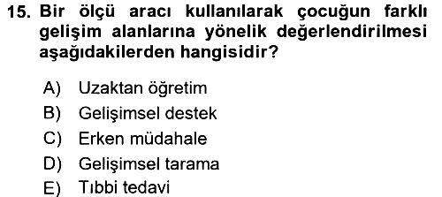 Çocuk Gelişiminde Program 2016-2017 3 Ders Sınavı - 15. soru