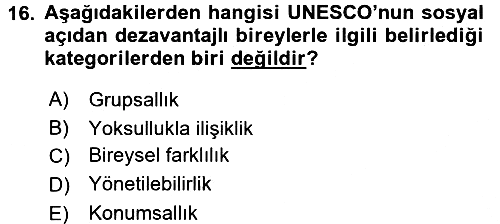 Çocuk Gelişiminde Program 2016-2017 3 Ders Sınavı - 16. soru