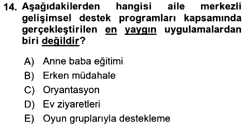 Çocuk Gelişiminde Program 2017-2018 3 Ders Sınavı - 14. soru