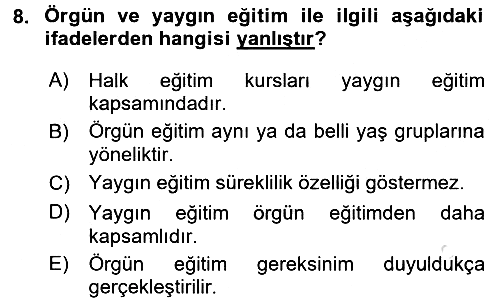 Çocuk Gelişiminde Program 2016-2017 Ara Sınav - 8. soru