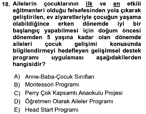Çocuk Gelişiminde Program 2016-2017 Ara Sınav - 18. soru