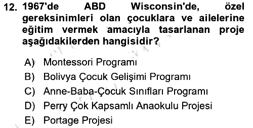 Çocuk Gelişiminde Program 2017-2018 Ara Sınav - 12. soru