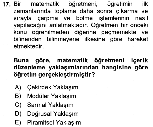 Çocuk Gelişiminde Program 2017-2018 Ara Sınav - 17. soru