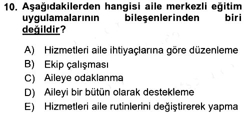 Çocuk Gelişiminde Program 2016-2017 Dönem Sonu Sınavı - 10. soru