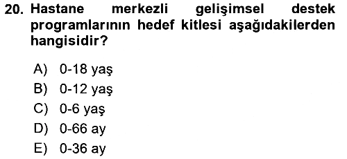 Çocuk Gelişiminde Program 2016-2017 Dönem Sonu Sınavı - 20. soru