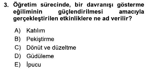 Çocuk Gelişiminde Program 2017-2018 Dönem Sonu Sınavı - 3. soru