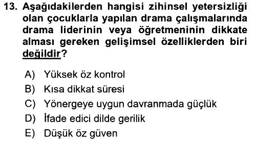 Çocuk Ve Drama 2016-2017 3 Ders Sınavı - 13. soru